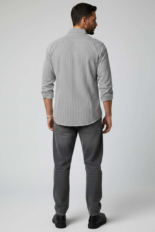 Basic Striped Men's Shirt Navy Blue