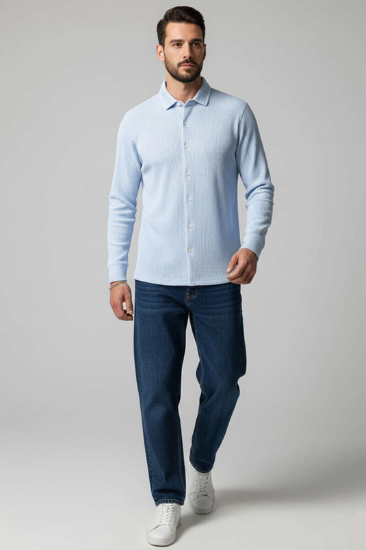 Basic Striped Men's Shirt Blue