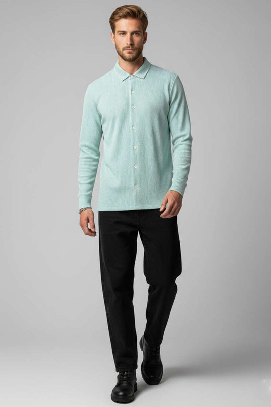 Basic Striped Men's Shirt Olive Green