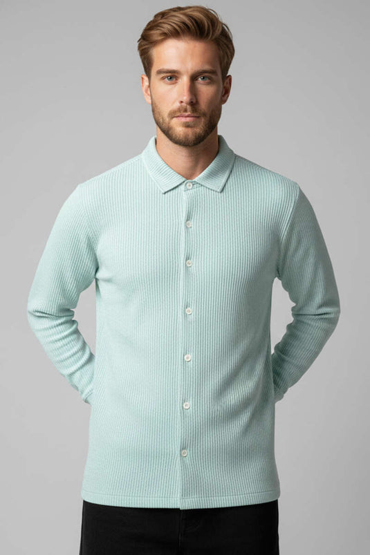 Basic Striped Men's Shirt Olive Green