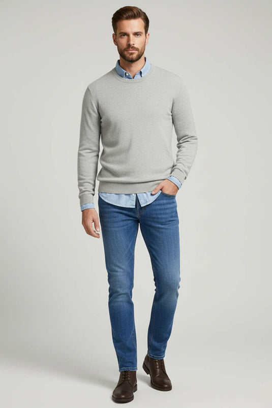 Basic Dar Paça Likralı Erkek Pantolon Mavi