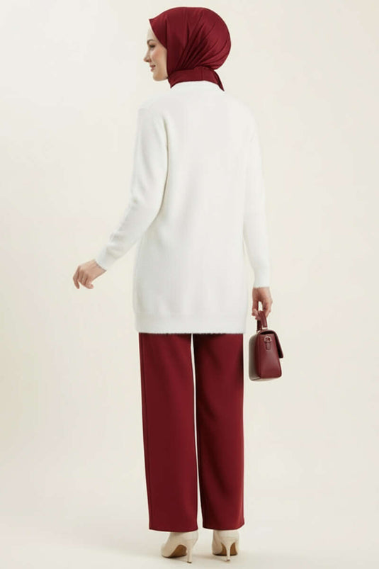 Basic Button Detailed Knitwear Cardigan Ecru