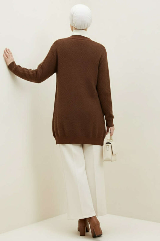 Basic Button Detailed Knitwear Cardigan Brown