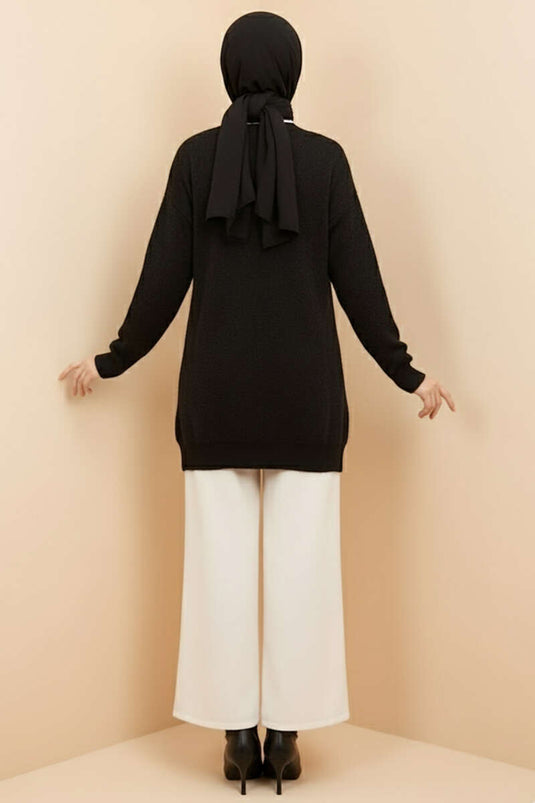 Basic Button Detailed Knitwear Cardigan Black