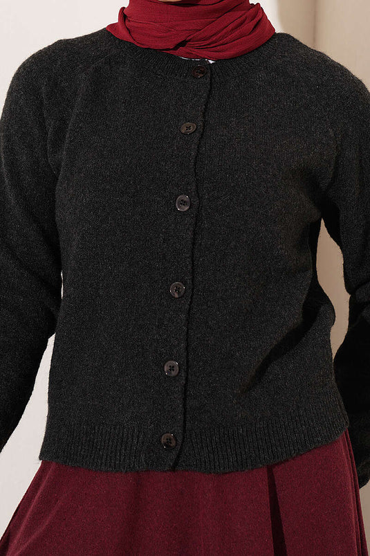 Gilet En Maille Basic À Boutons Anthracite