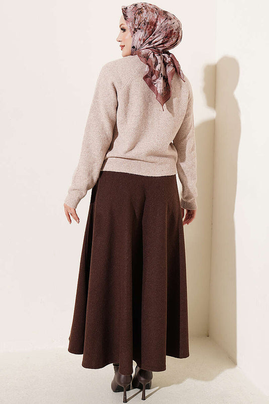 Basic Knitted Cardigan Met Knopen Beige