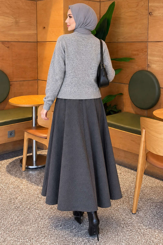 Gilet En Maille Basic À Boutons Gris