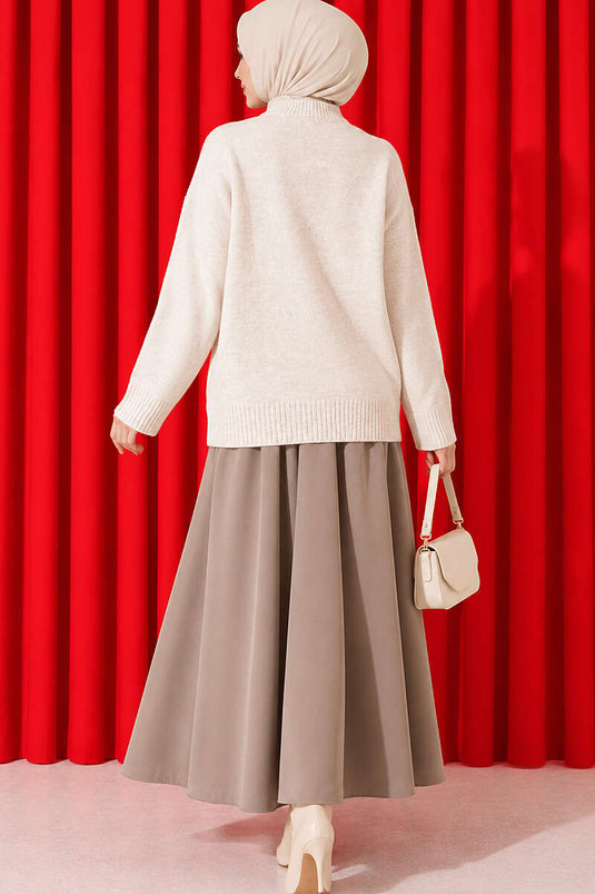 Basic Düşük Kollu Triko Tunik Taş