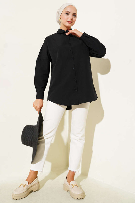 Basic Düz Gömlek Siyah