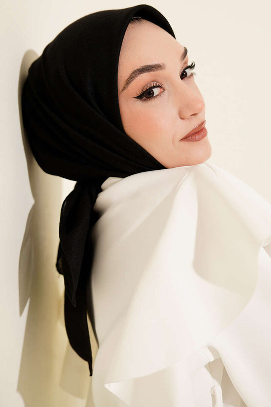 Basic Plain Winter Scarf Black