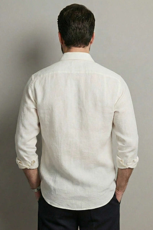Eenvoudig Heren Linnen Overhemd Steen