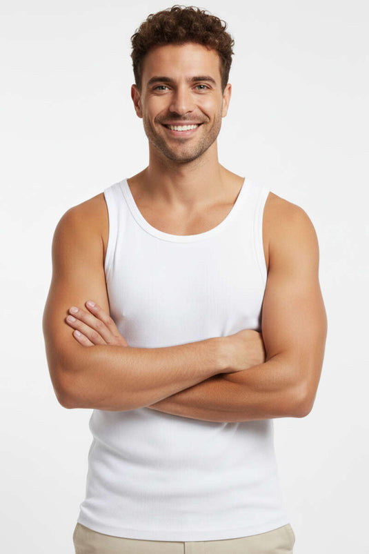 Basic Men's Athletic Tank Top White