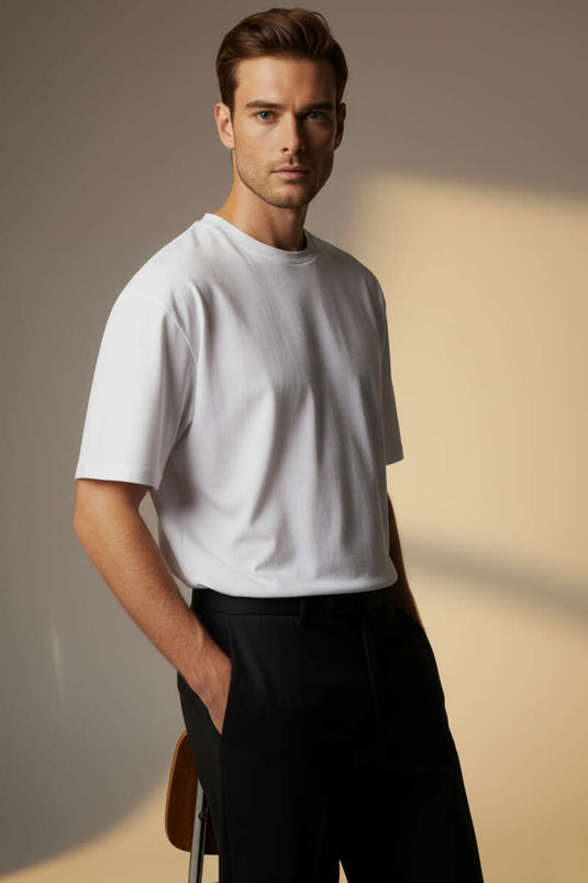 T-shirt basique blanc pour homme