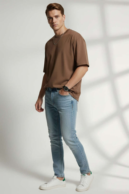 T-shirt basique pour homme, marron