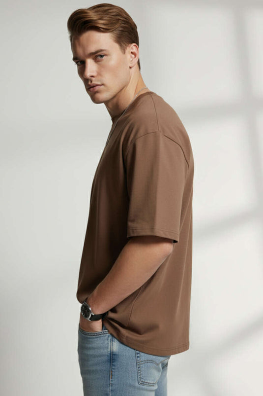 T-shirt basique pour homme, marron