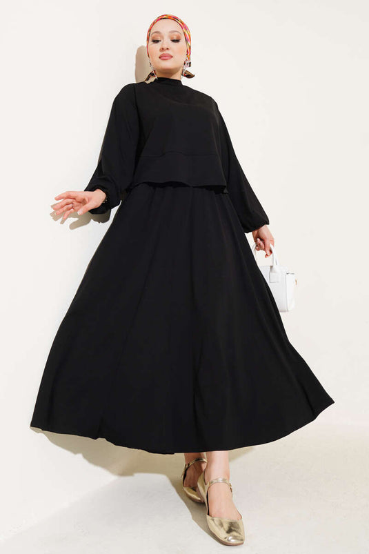 Ensemble deux pièces jupe basique, noir