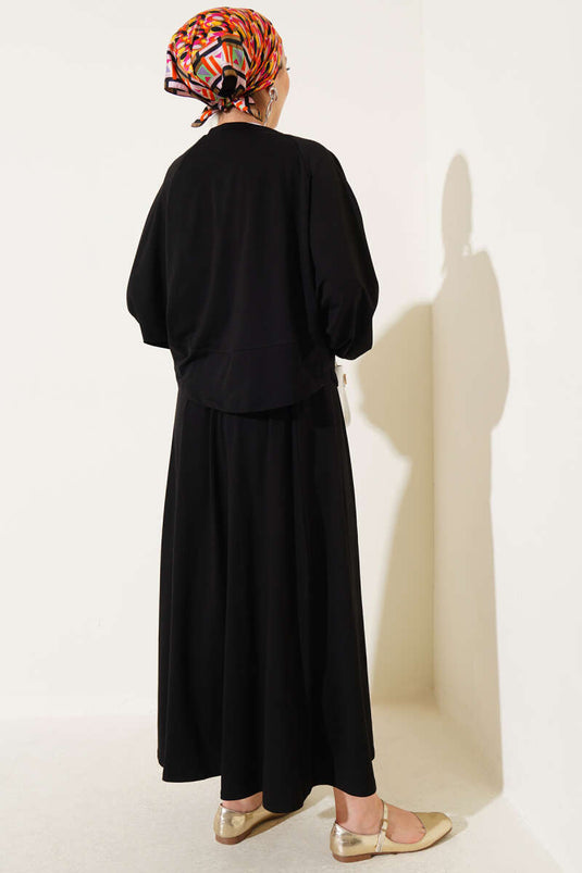 Basic Skirt Two-Piece Set, Black