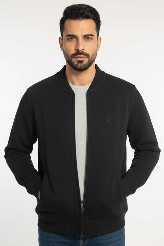 كارديجان رجالي أساسي بسحاب، أسود