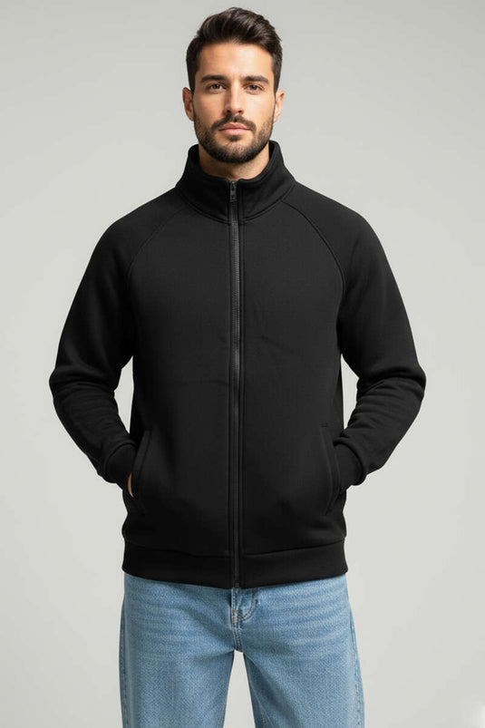 Gilet zippé basique pour homme, noir