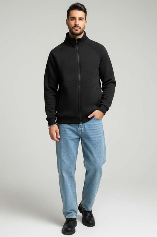 Gilet zippé basique pour homme, noir