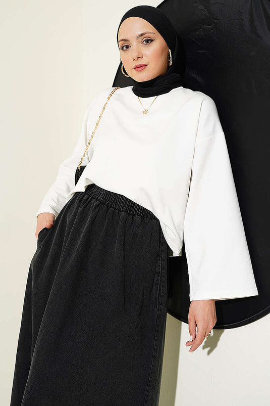 Blouse Écru À Manches Amples