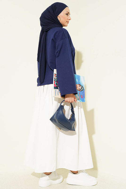 Blouse Basique À Manches Amples Marine