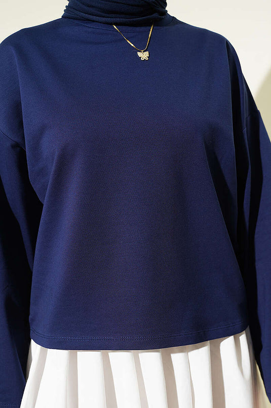 Blouse Basique À Manches Amples Marine