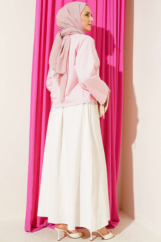 Basic Geniş Kollu Bluz Pembe