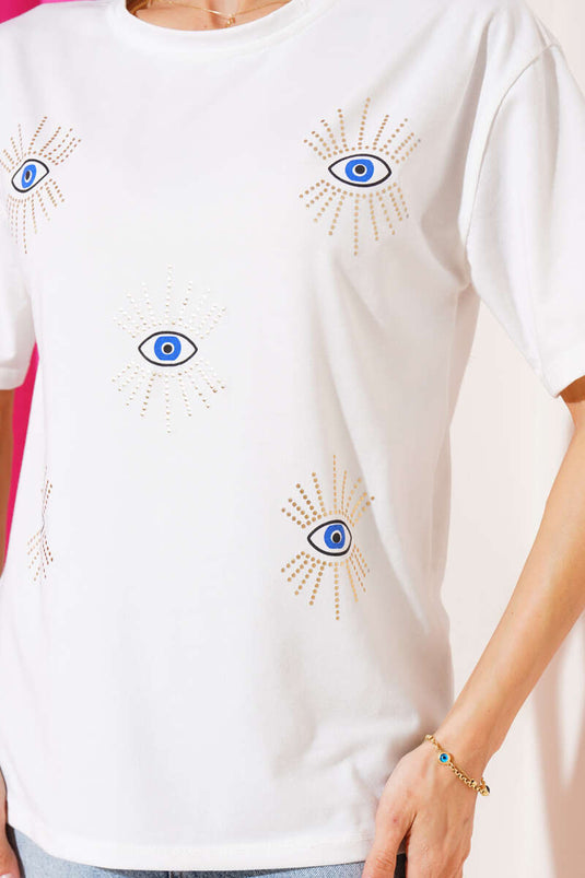 T-shirt imprimé Basic Eye écru