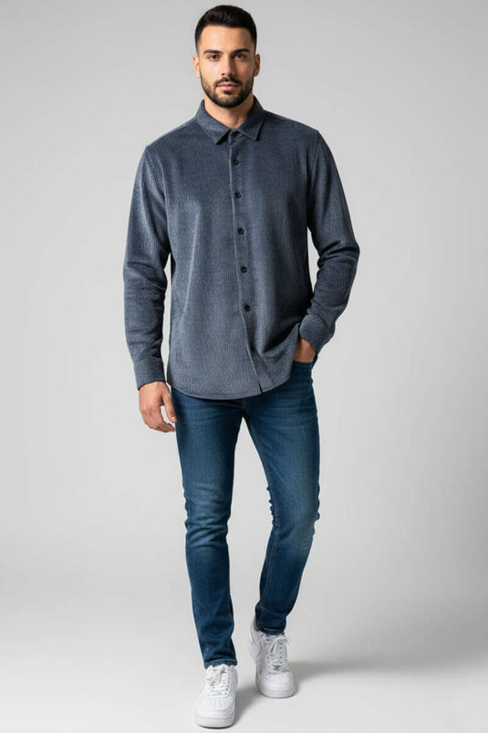 Basic Velvet Men's Shirt Anthracite