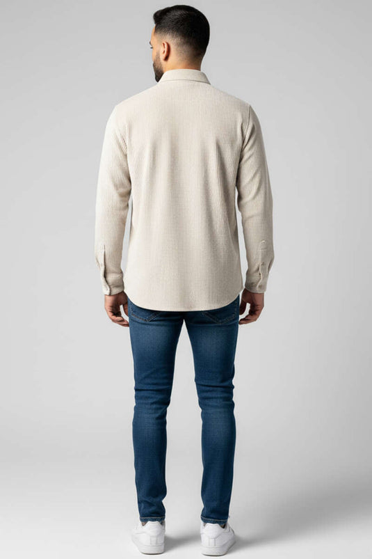 Basic Velvet Men's Shirt Beige