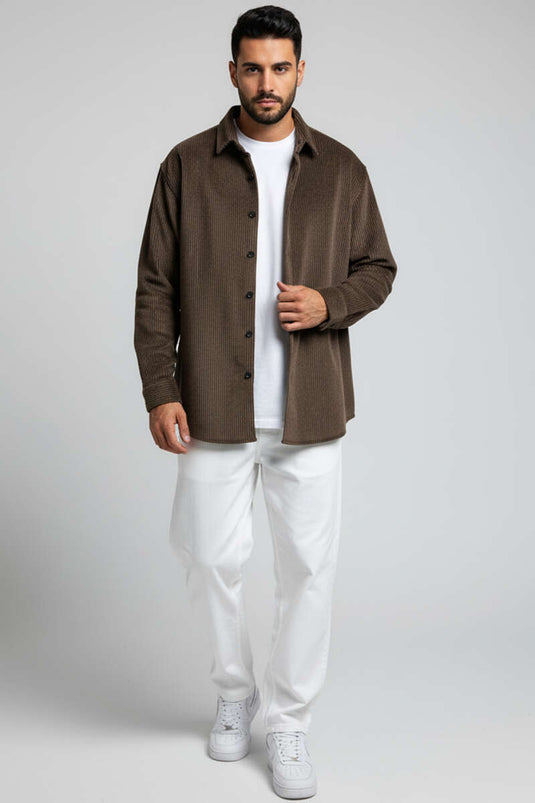 Basic Velvet Men's Shirt, Brown