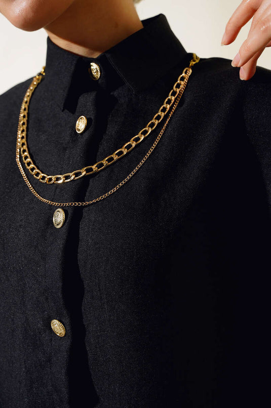 Costume Double Basique En Lin Noir