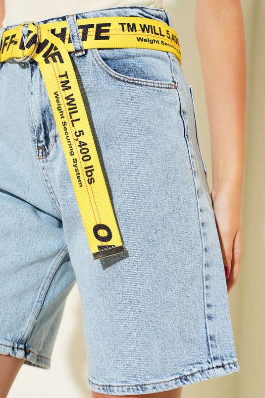 Basic Kısa Kot Pantolon Açık Kar