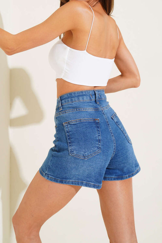 Short en jean basique, bleu