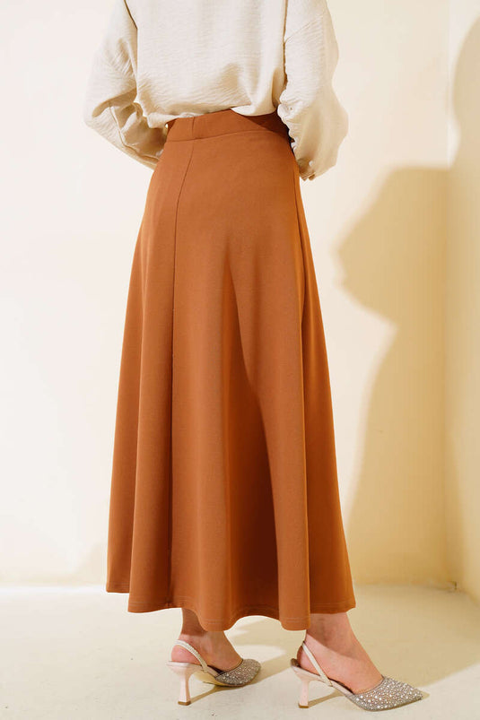 Basic Flared Skirt Tan