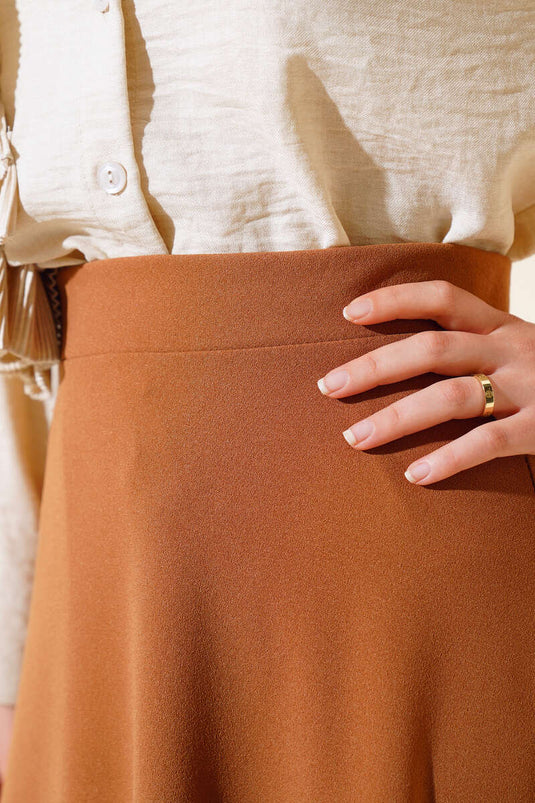 Basic Flared Skirt Tan