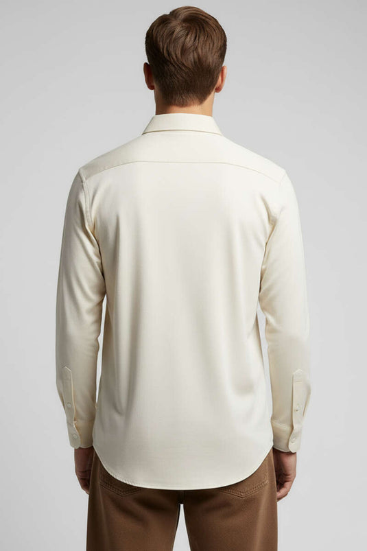 Chemise beige à poignets plats pour homme