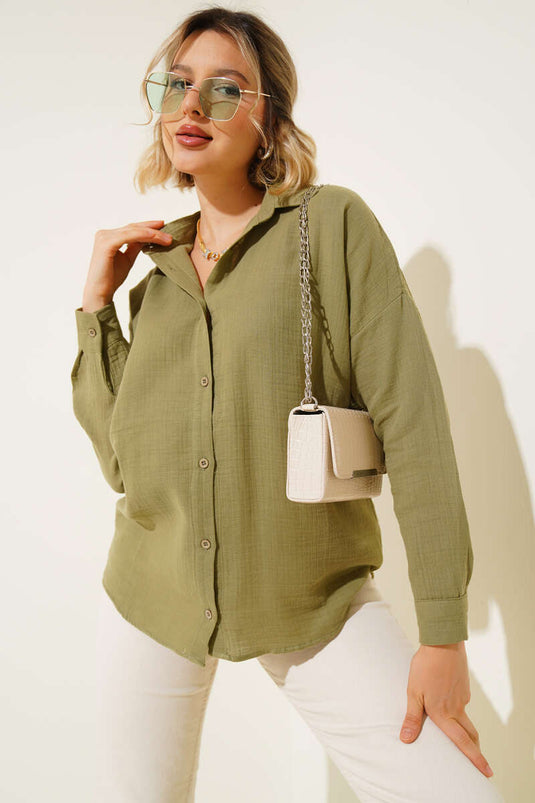 Basic Muslin Shirt Khaki