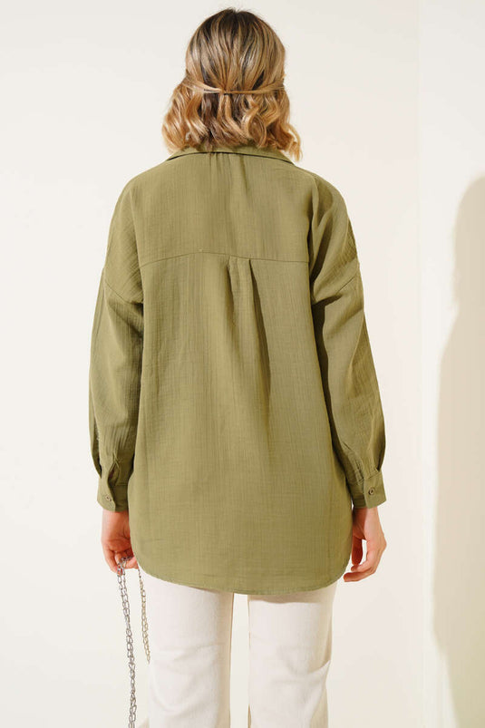 Basic Muslin Shirt Khaki