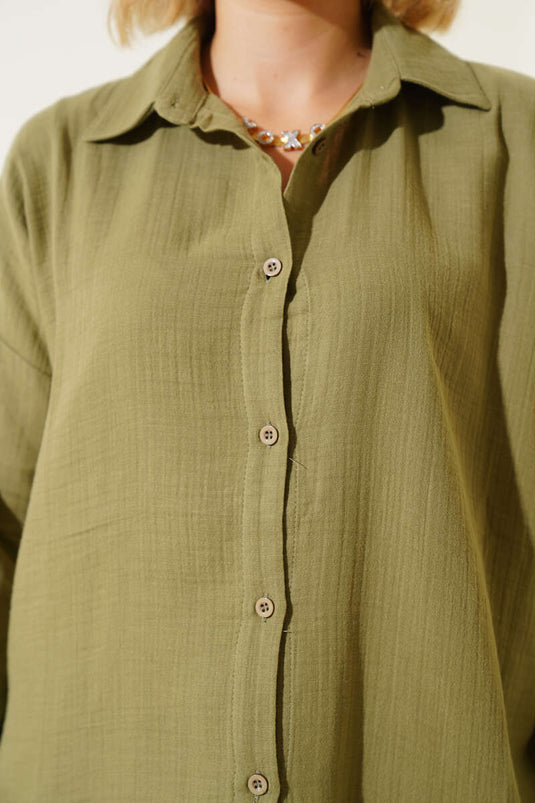 Basic Muslin Shirt Khaki