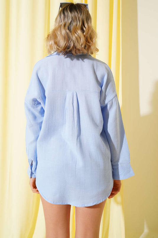 Chemise basique en mousseline bleue