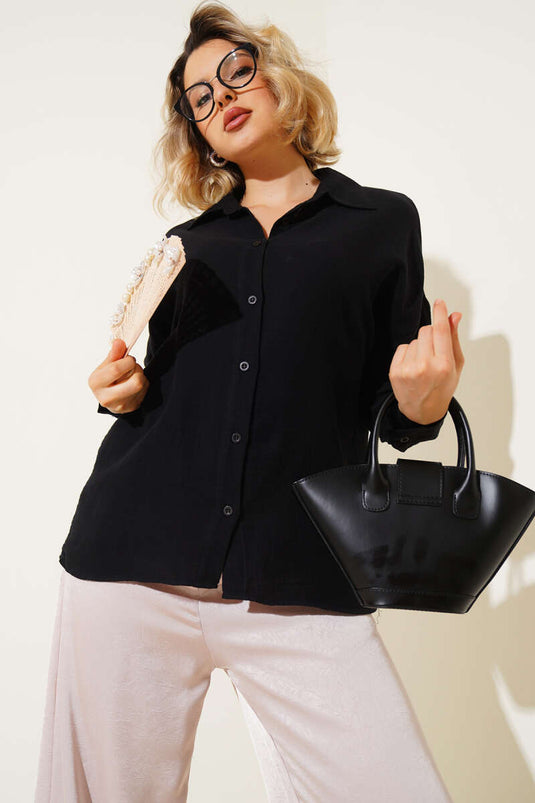 Chemise basique en mousseline noire