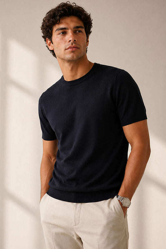 Basic Knit Men's T-shirt Black