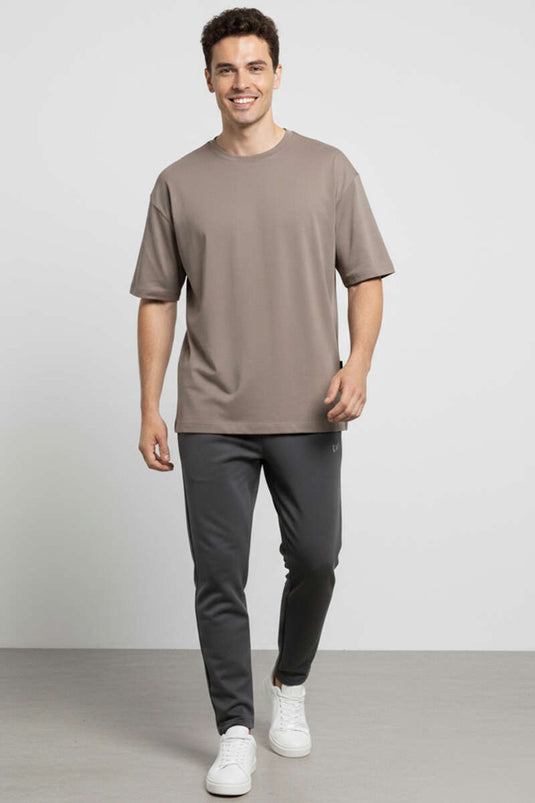 T-shirt basique oversize pour homme, couleur vison
