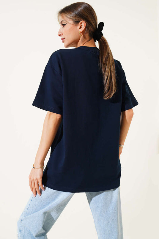 T-shirt basique oversize Lacivert