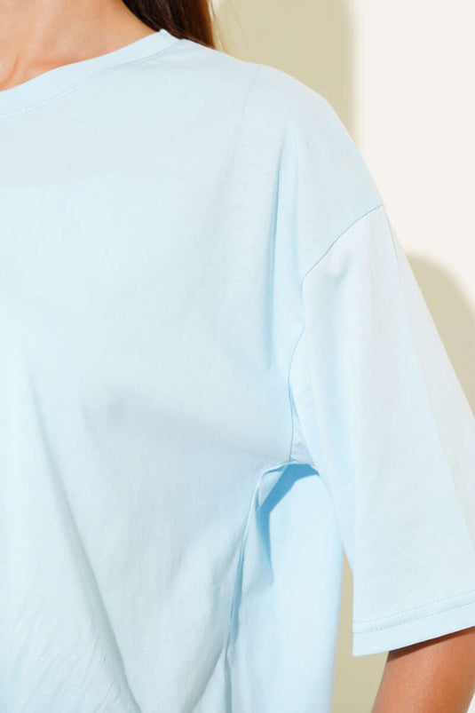 Basic oversized T-shirt in lichtblauw