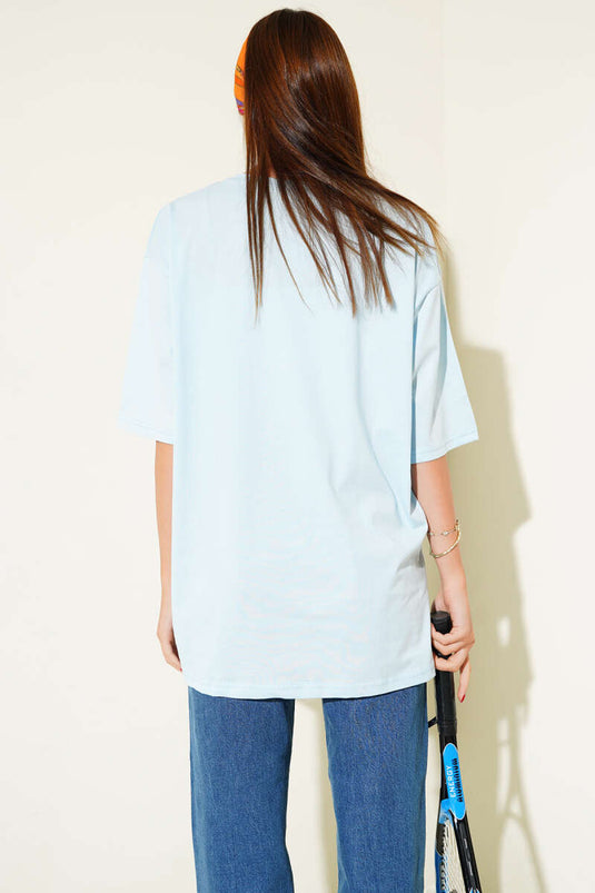 T-shirt basique oversize bleu ciel