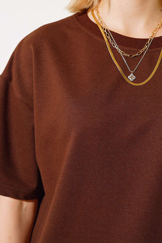 Basic Oversize T-shirt Kahve