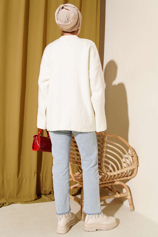 Tunica a Maglia Semplice Oversize Color Avorio